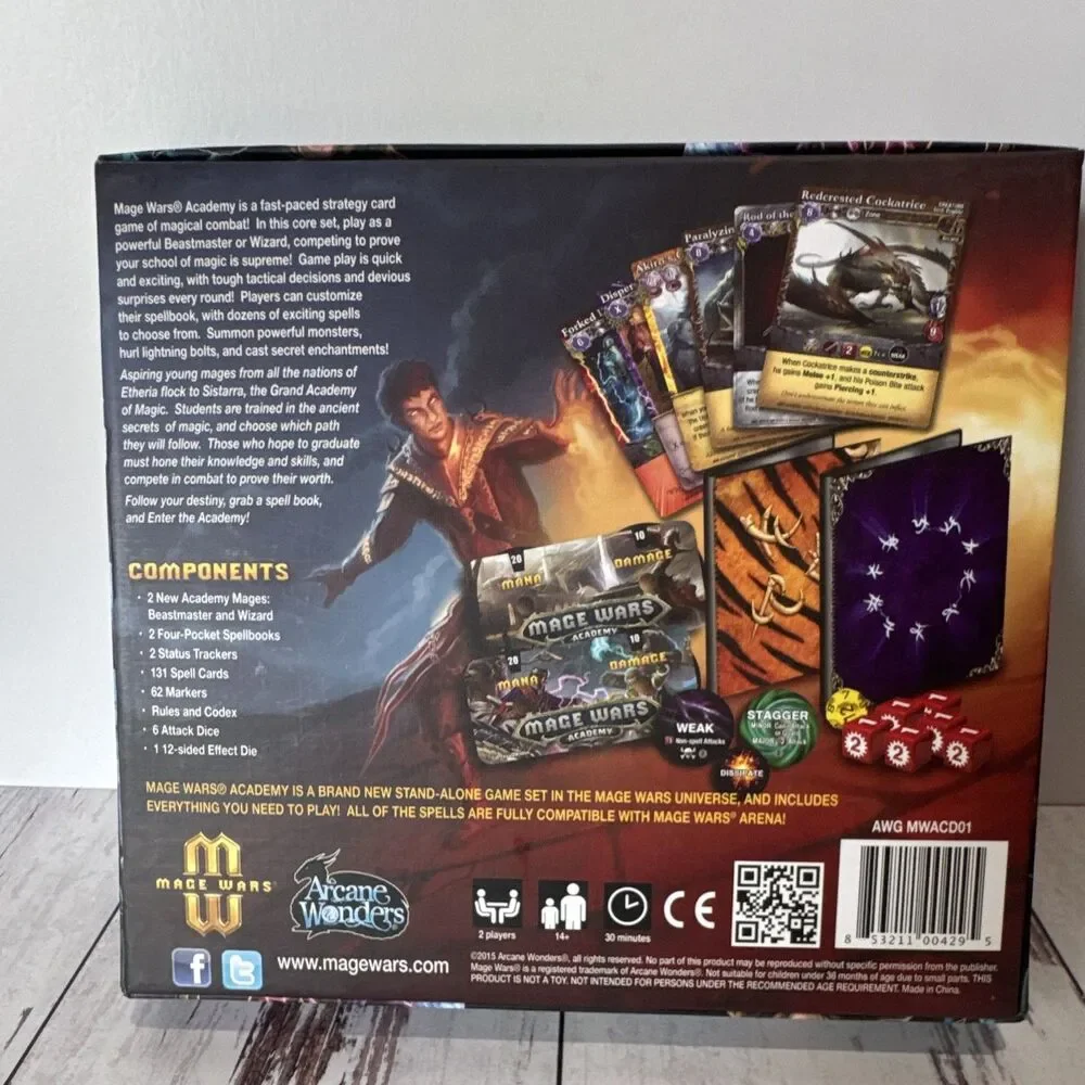 Arcane Wonders Mage Wars Academy Core Set Card Game 2P Ages 14+ Promo Award